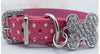 Dot Print Leather Collar With Rhinestones