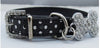 Dot Print Leather Collar With Rhinestones